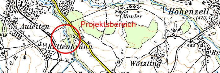 Geografische Karte Rückhaltebecken Rettenbrunn